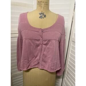 Tara Ryan Vintage 100% Mauve Cotton Button Front Sweater Shrug Cardigan X-Large